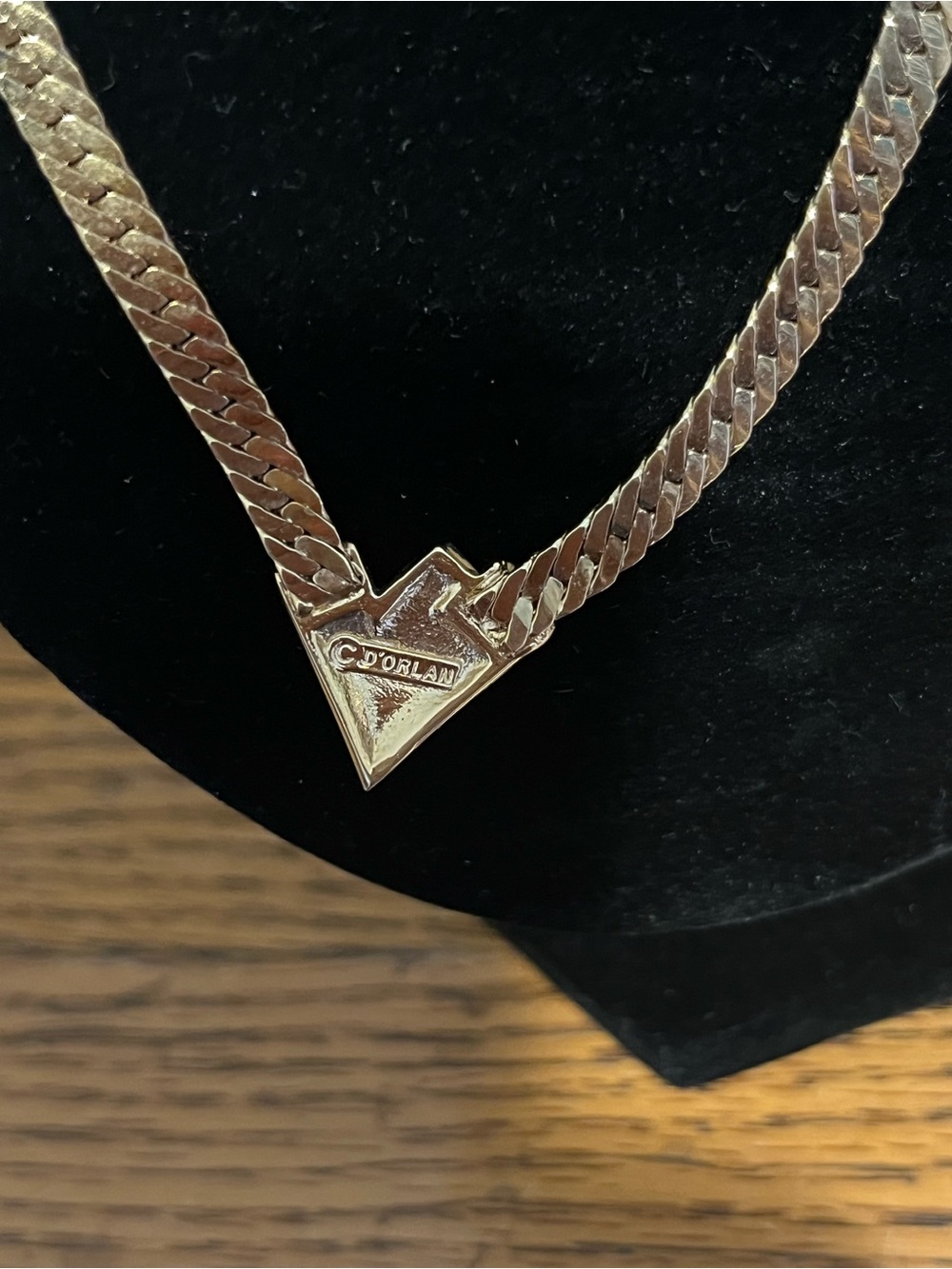Men's Gold-Tone V Pendant Curb Chain Necklace
